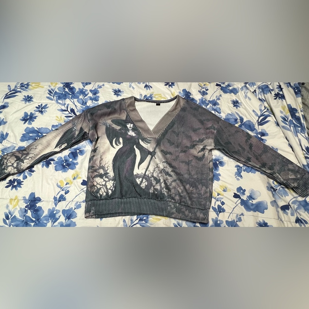 Gothic Graphic V-Neck Sweater